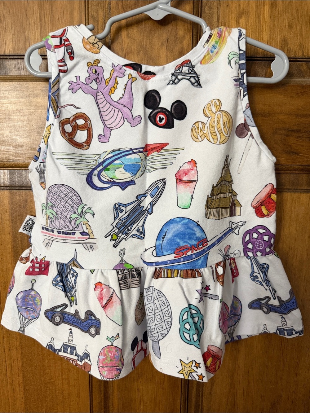 Hayden and Grant Disney Themed White Multicolor Print Peplum Top with shorts - Picture 2 of 7